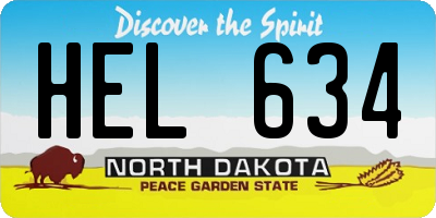 ND license plate HEL634