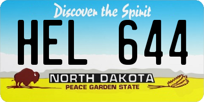 ND license plate HEL644