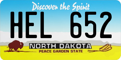 ND license plate HEL652