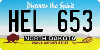 ND license plate HEL653