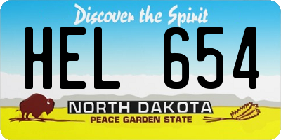 ND license plate HEL654