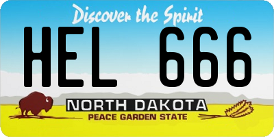 ND license plate HEL666