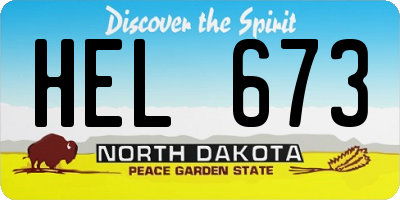 ND license plate HEL673