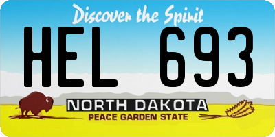 ND license plate HEL693