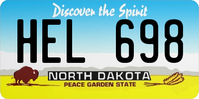 ND license plate HEL698