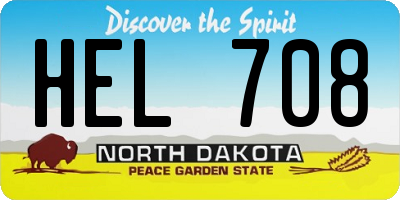 ND license plate HEL708