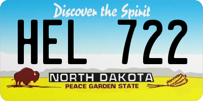 ND license plate HEL722