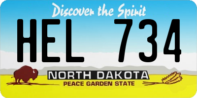 ND license plate HEL734