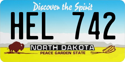 ND license plate HEL742