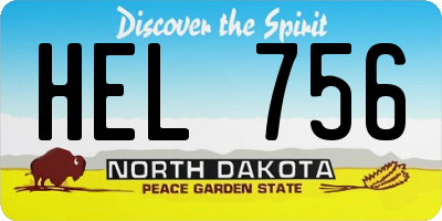 ND license plate HEL756