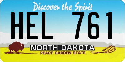 ND license plate HEL761