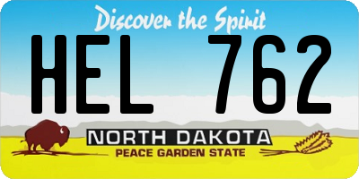 ND license plate HEL762