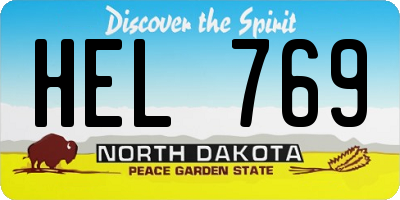 ND license plate HEL769