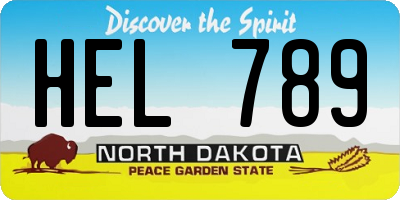 ND license plate HEL789