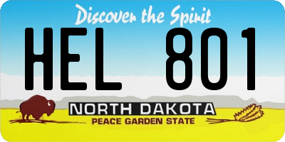 ND license plate HEL801