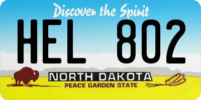 ND license plate HEL802