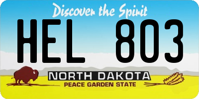 ND license plate HEL803