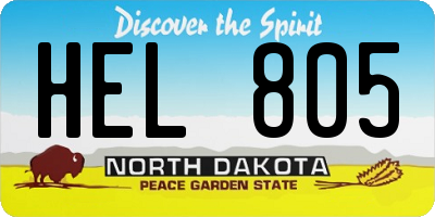ND license plate HEL805