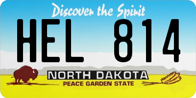 ND license plate HEL814
