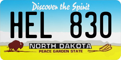 ND license plate HEL830