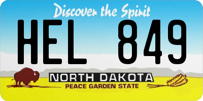 ND license plate HEL849
