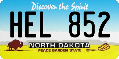 ND license plate HEL852
