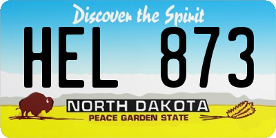 ND license plate HEL873