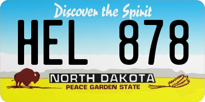 ND license plate HEL878