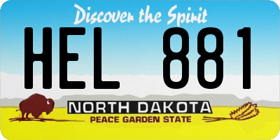 ND license plate HEL881