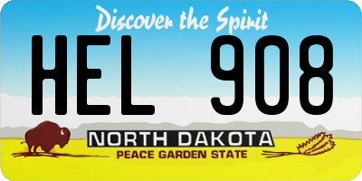 ND license plate HEL908