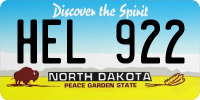 ND license plate HEL922