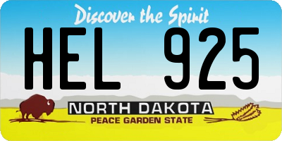 ND license plate HEL925