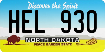 ND license plate HEL930
