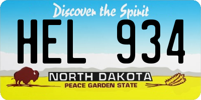 ND license plate HEL934