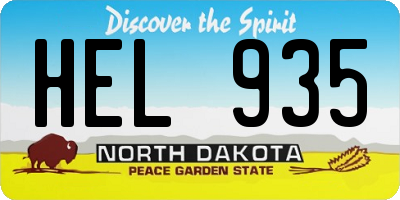 ND license plate HEL935