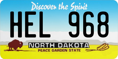 ND license plate HEL968