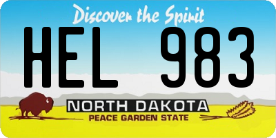 ND license plate HEL983