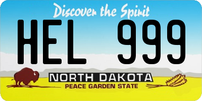 ND license plate HEL999