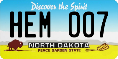 ND license plate HEM007