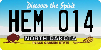 ND license plate HEM014