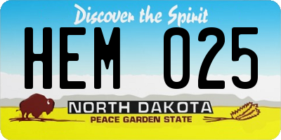 ND license plate HEM025