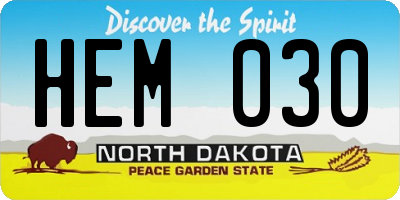 ND license plate HEM030