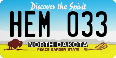 ND license plate HEM033