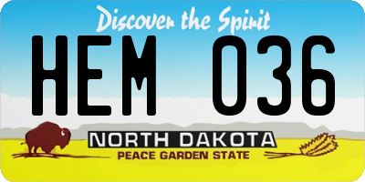 ND license plate HEM036