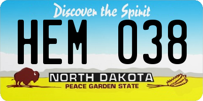 ND license plate HEM038