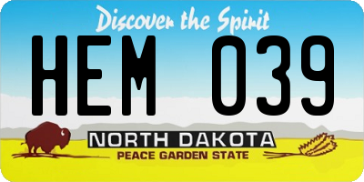 ND license plate HEM039