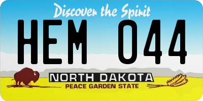 ND license plate HEM044