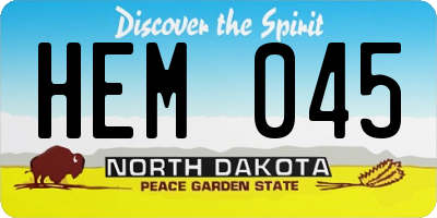 ND license plate HEM045