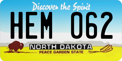 ND license plate HEM062