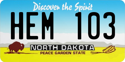 ND license plate HEM103